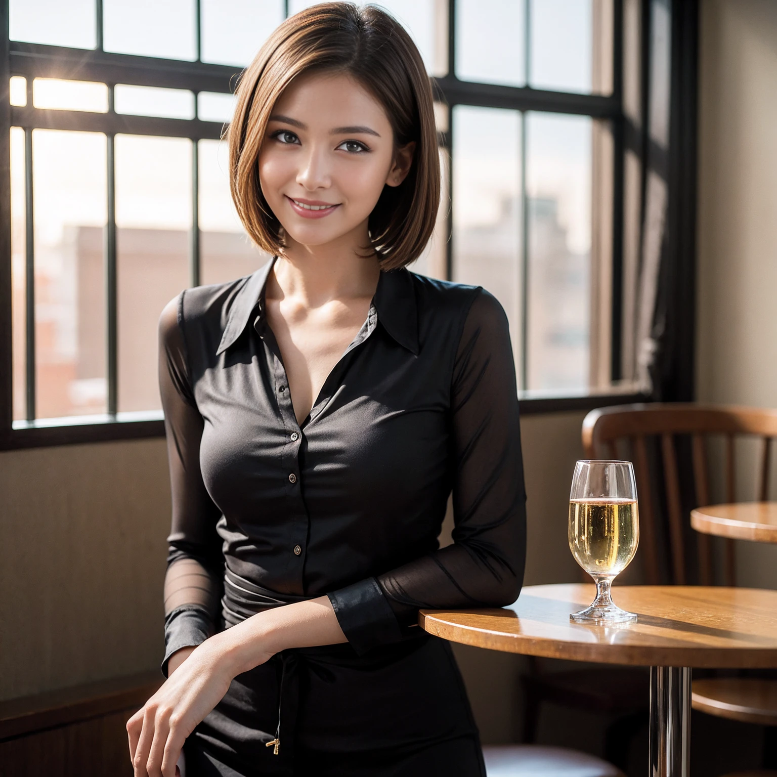 ((Highest quality、8K、masterpiece:1.3))、slimカップル、Pink rubber、modelカップル、(Realistic, Intricate details:1.2), full-course dinner、Wine Party、Amazing view of the sunset sky and clouds、A bright smile、The wonderfulness of smile、Bright image、The beauty of wine, Beautiful Face, blue eyes, The light shines on your face, Blushing, short hair,Bright Face、 (Age 37), 39 years old, red wine 、Appetizers、Italian food、Wine bottle、Champagne、sparkling wine、Two beauties、Brown Hair、Shortcuts、Long sleeve shirt、dress、Beautiful woman 1, (slimな顔), (The body is slim), (Brown Hair), (Shortcuts), cheeks turn a little red,Attractive beauty、restaurant, In a prominent place (From the waist up) Nova Frog Style, actress, model, Upper Body, White wine, slim, wine glass, 中央に置かれたwine glass, smile, (smile: 1.15), Beautiful fine grain, Depth f/2,saturation, High Contrast, Strong light and shadow,Moist Body:1.5、3D texture、Delicate eyes、Brown Hair、The hair is very shiny、