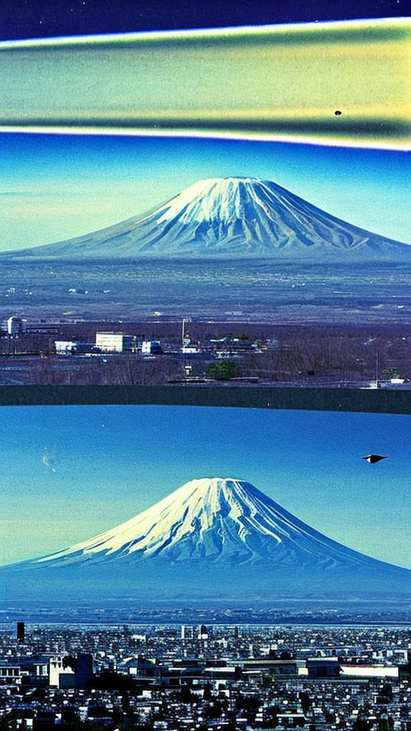 Big UFO over Mt. Fuji, giant UFO, spaceship, science fiction, destruction of the earth