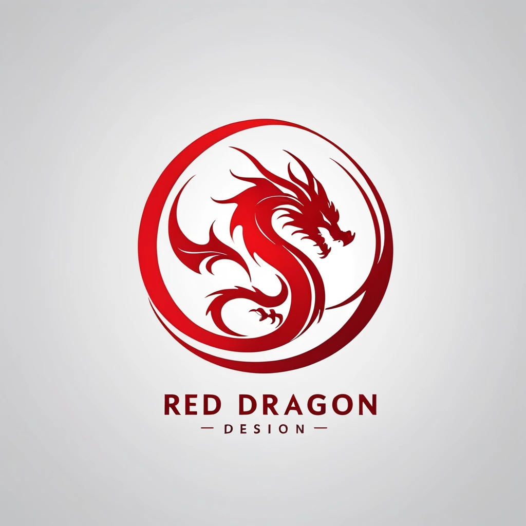 Red dragon logo design, minimal