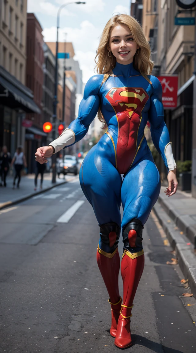 (Muscular:1.7), (thick thighs:1.7),
blonde female, supergirl, big smile,
earrings, lipstick, eyeshadow,
small breasts,
(full body suit, bodysuit:1.5),
looking at viewer, three quarter view,
flying, in midair, rim lighting, two tone lighting, dim lighting, bokeh, detailed skin, detailed eyes
