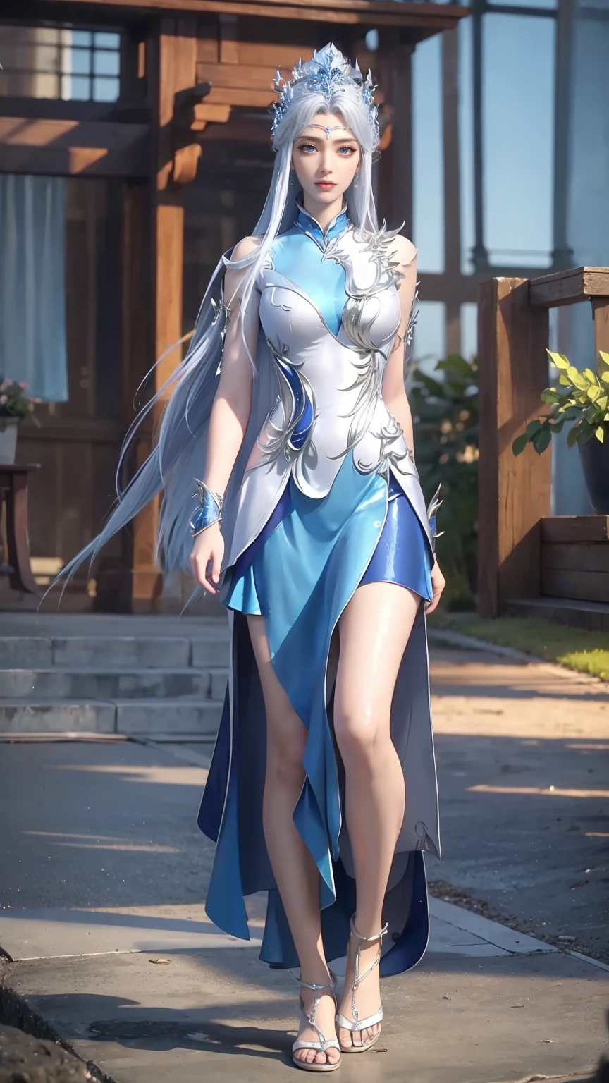 ((Biologically correct number of limbs))、(( Full body illustration from toes to face))、4K、masterpiece、((The eyes are delicately painted、Facial details、Focus on the face))、((Symmetrical, Balanced facial features))、Beautiful woman、Outstanding style、Beautiful clavicle、Beautiful legs、beautiful hands、slim body、(shirt、skirt、barefoot)、look up、High Angle、Background is night city、((Walking posture))
,Wet all over,Water Magic,Wet,(Silver long hair),(Blue Eyes),Gauze on body