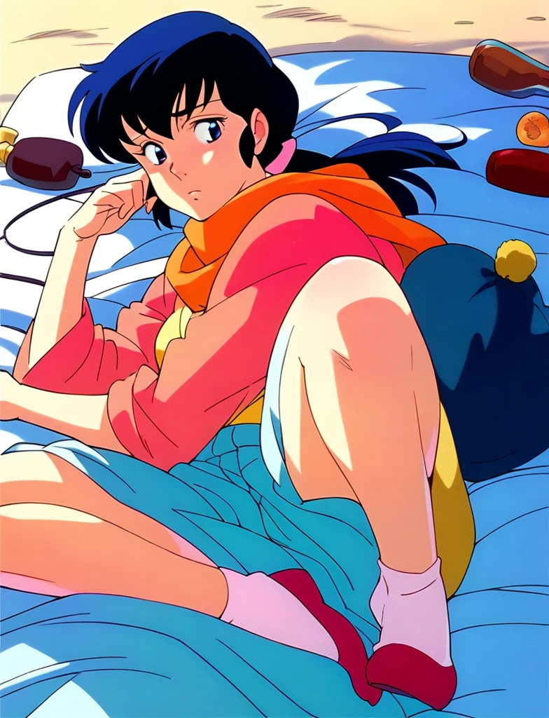 Kyoko,score_9,score_8_superior,score_7_superior,sauce_anime,One girl,alone,ステージsuperior、Exposure to lighting、Yukata、Spread your legs,Dew ,Lying down,Sad face,:d,arms_behind_return,