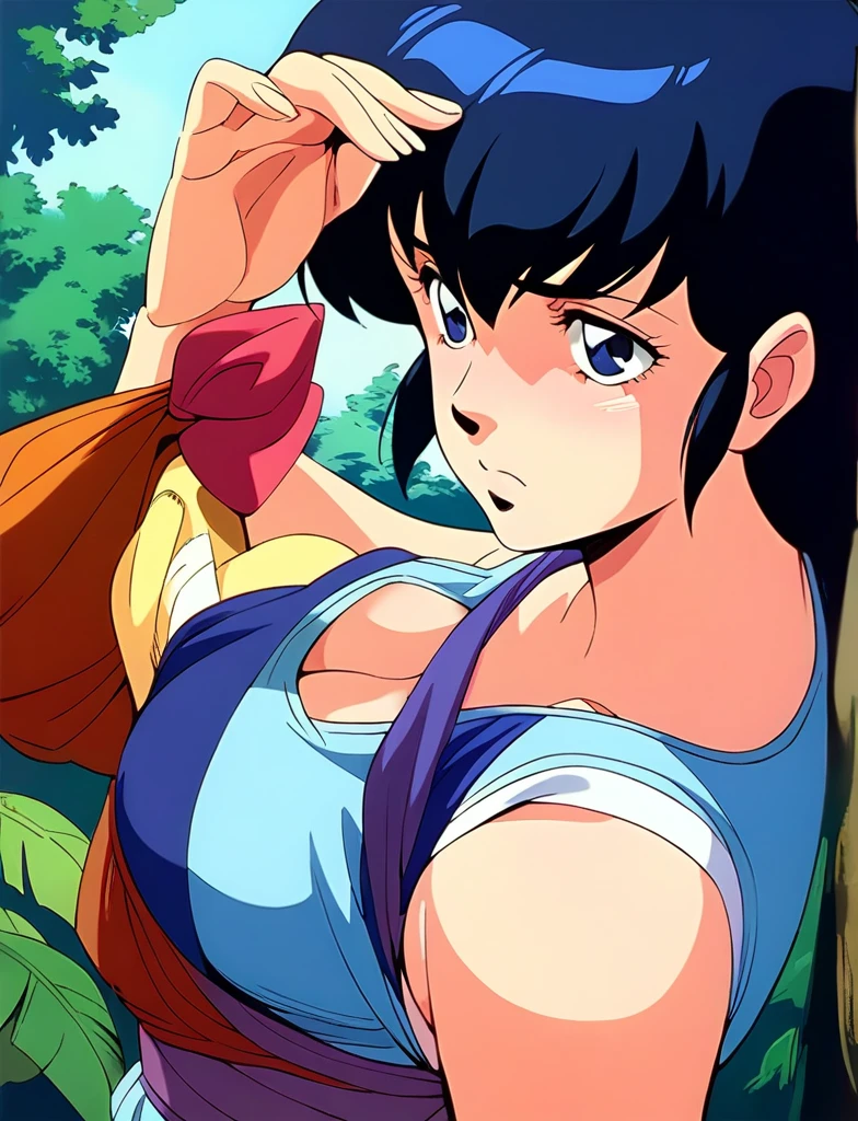 kyoko,score_9,score_8_upper,score_7_upper,sauce_anime,One girl,alone,Good、pubic hair、In underwear、Sad face、downpour、soaked、in the forest、stand、to be tied up、bondage、Bold Pose、pubic hair、