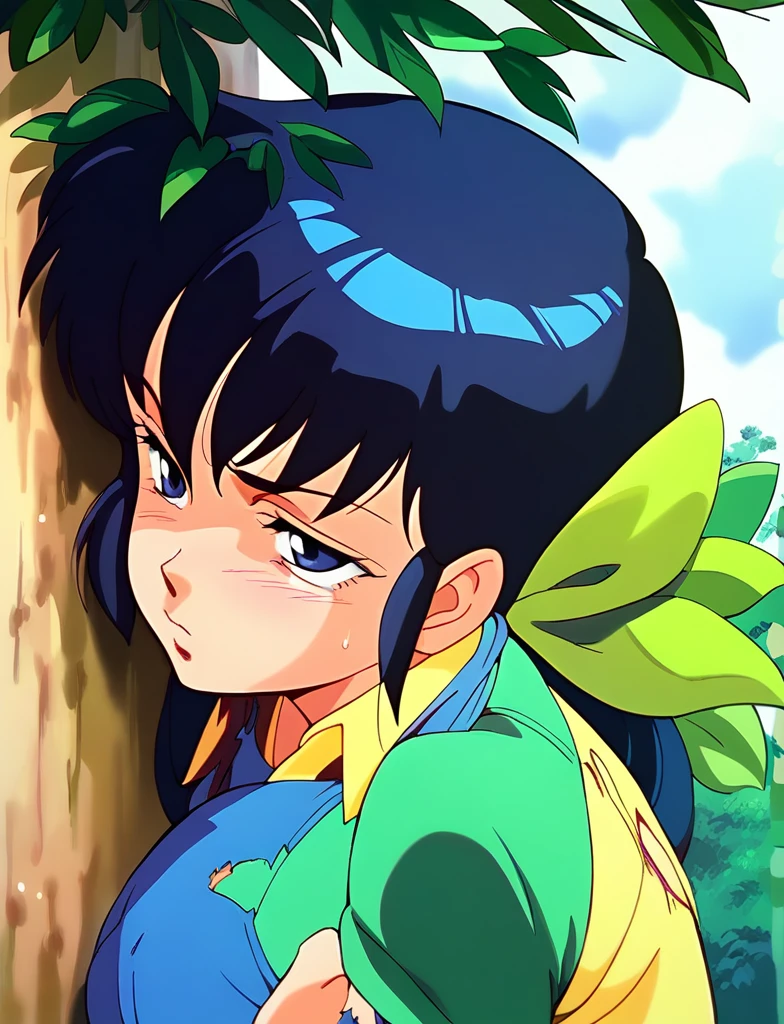 kyoko,score_9,score_8_upper,score_7_upper,sauce_アニメ,One girl,alone,Good、Panties、In underwear、Sad face、downpour、soaked、in the forest、stand、to be tied up、bondage、Bold Pose、pubic hair、Torn clothing、