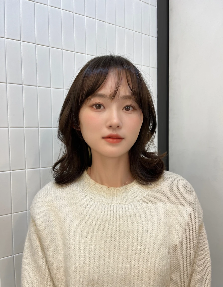 Best Quality, 8k, Masterpiece, (Portrait: 1.3), (photo realistic:1.4), (hyper realistic:1.4), Sharp Focus, looking at viewer, (smoother lighting:1.1), (increase cinematic lighting quality:0.9), realistic lighting, backlighting, light on face, ray trace, (brightening light:1.2), (Increase quality:1.4), sharp detail, (best quality real texture skin:1.4), finely detailed eyes, black_eyes, finely detailed face, 25 year old Korean woman