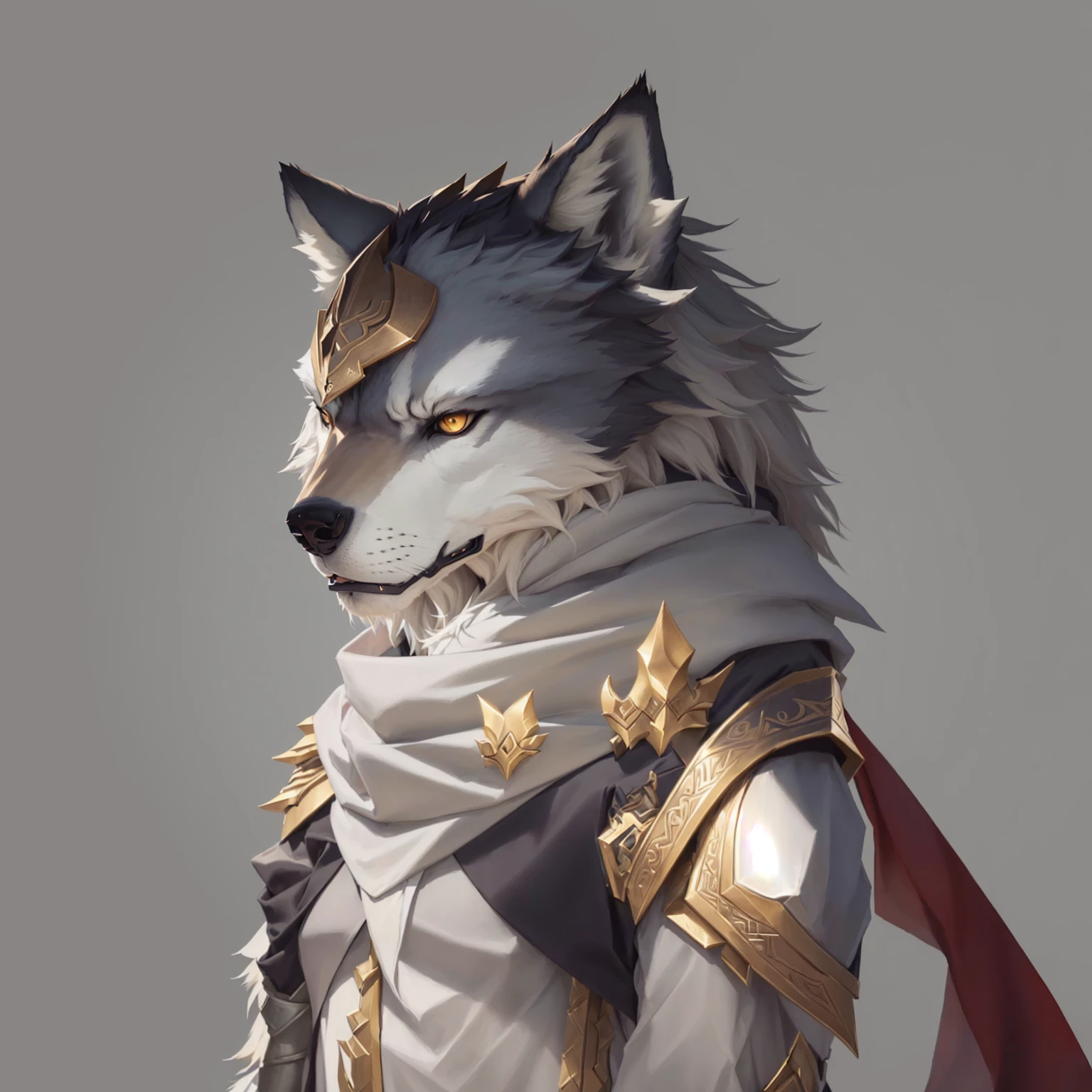 Fierce wolf image，Wearing a scarf，Holding a sword, Anthropomorphic wolf male, female Anthropomorphic wolf, an Anthropomorphic wolf, Anthropomorphic wolf, Wolf Armor, Anthropomorphic wolf脸, Werewolf in shining armor, Furry character portrait, fantasy wolf portrait, Anthropomorphic wolves, Furry wolf