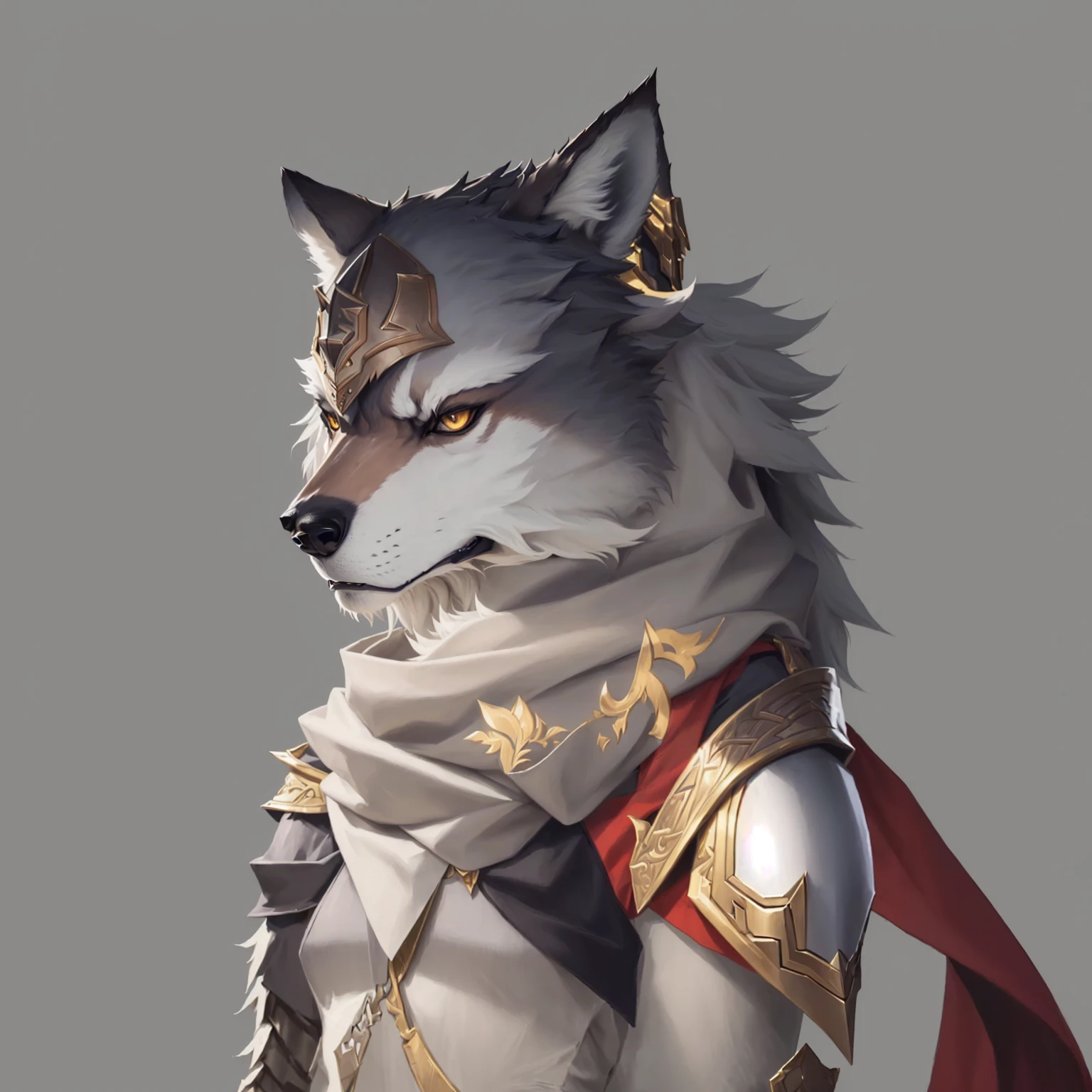 Fierce wolf image,Wearing a scarf,Holding a sword, Anthropomorphic wolf male, female Anthropomorphic wolf, an Anthropomorphic wolf, Anthropomorphic wolf, Wolf Armor, Anthropomorphic wolf脸, Werewolf in shining armor, Furry character portrait, fantasy wolf portrait, Anthropomorphic wolves, Furry wolf