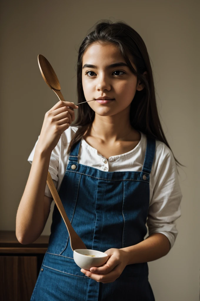 A girl with spoon