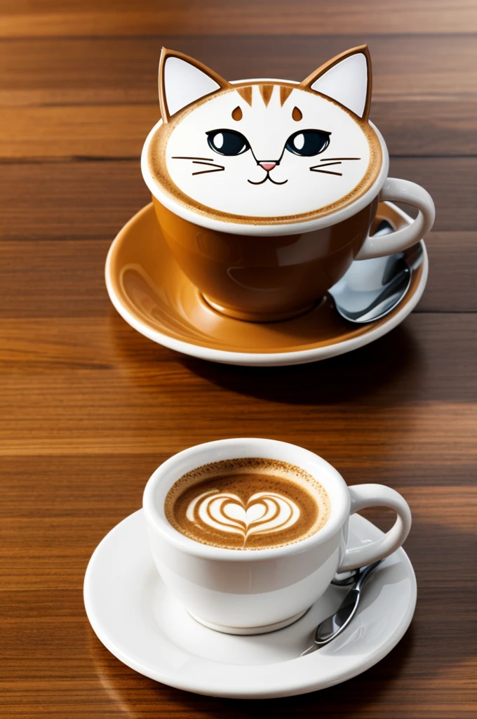 cartoon logo cat in coffee cup