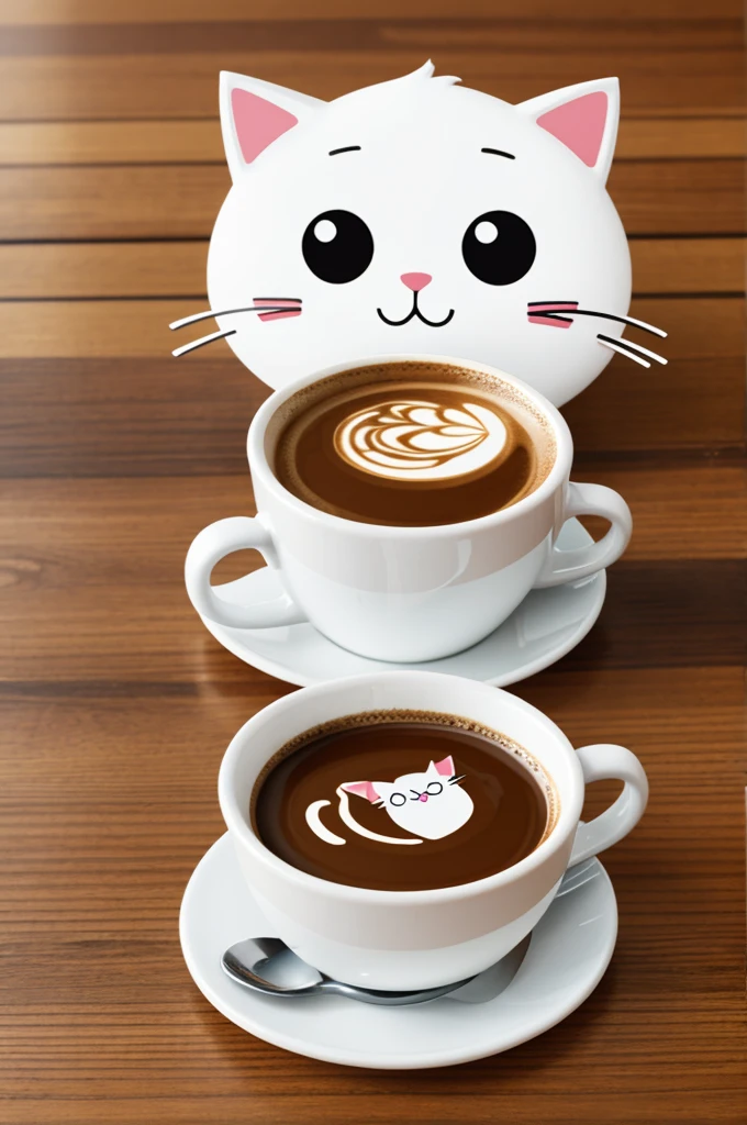 cartoon logo cat in coffee cup