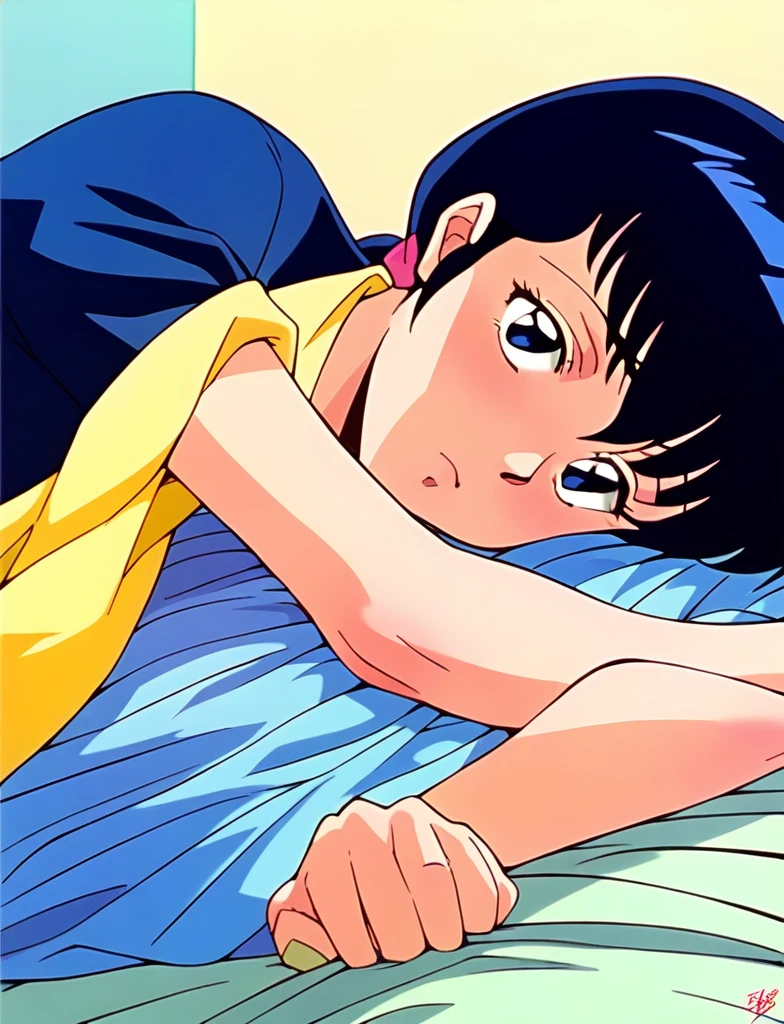 Kyoko,score_9,score_8_superior,score_7_superior,sauce_anime,One girl,alone,ステージsuperior、Exposure to lighting、Yukata、Spread your legs,Dew panties,Lying down,Sad face,:d,arms_behind_return,