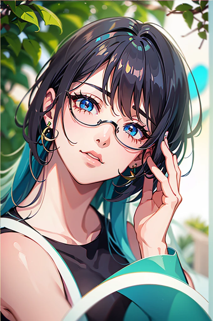masterpiece, Highest quality, High resolution, Dragon Ball, Bull Pony, Aqua Hair,short hair、 Black Bunny Girl、Blue tights、Black rabbit earrings、Please show me your whole body from head to toe、Pig walking