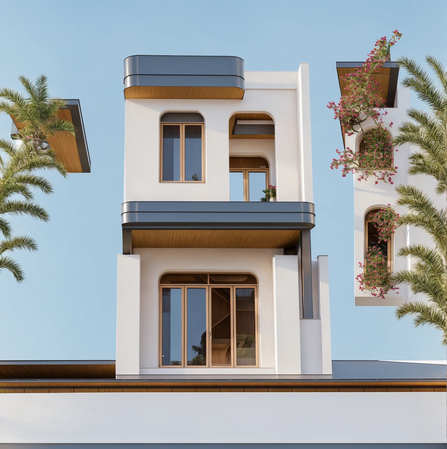 PLATEFORME KTHOUSE, Beaucoup de belles fleurs rouges le long de la route:1.3, romantique, 1 maison de style néoclassique, La maison de ville est faite de murs blancs, belle lumière, journée de beauté, ensoleillé, Beaucoup de bougainvilliers rouges le long de la route:1.3, belle sensation de jeunesse :1.2, soleil à midi, Très belles ombres,