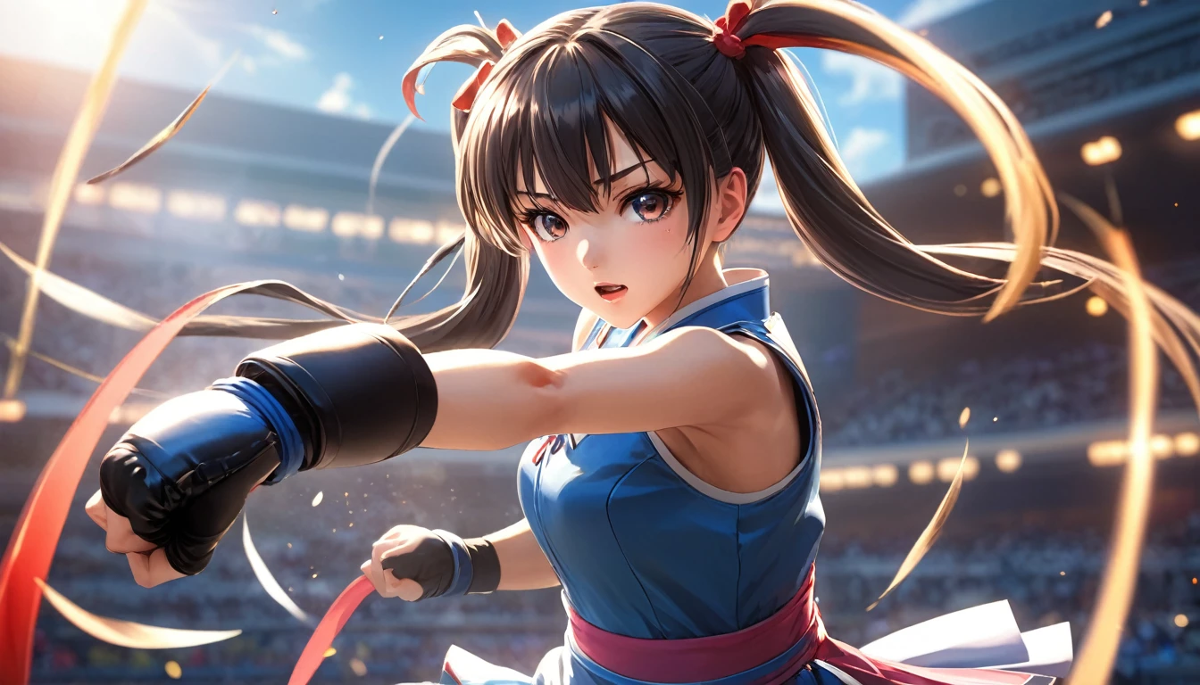 1girl, twintail girl, fighting, high kick, anime style, perfect face, long eyelashes, cinematic angle, cinematic lighting, cinematic shadows, dynamic pose, (best quality,8k,highres,:1.2),ultra-detailed,vivid colors,HDR,UHD,studio lighting,ultra-fine painting,sharp focus,physically-based rendering,extreme detail description,professional