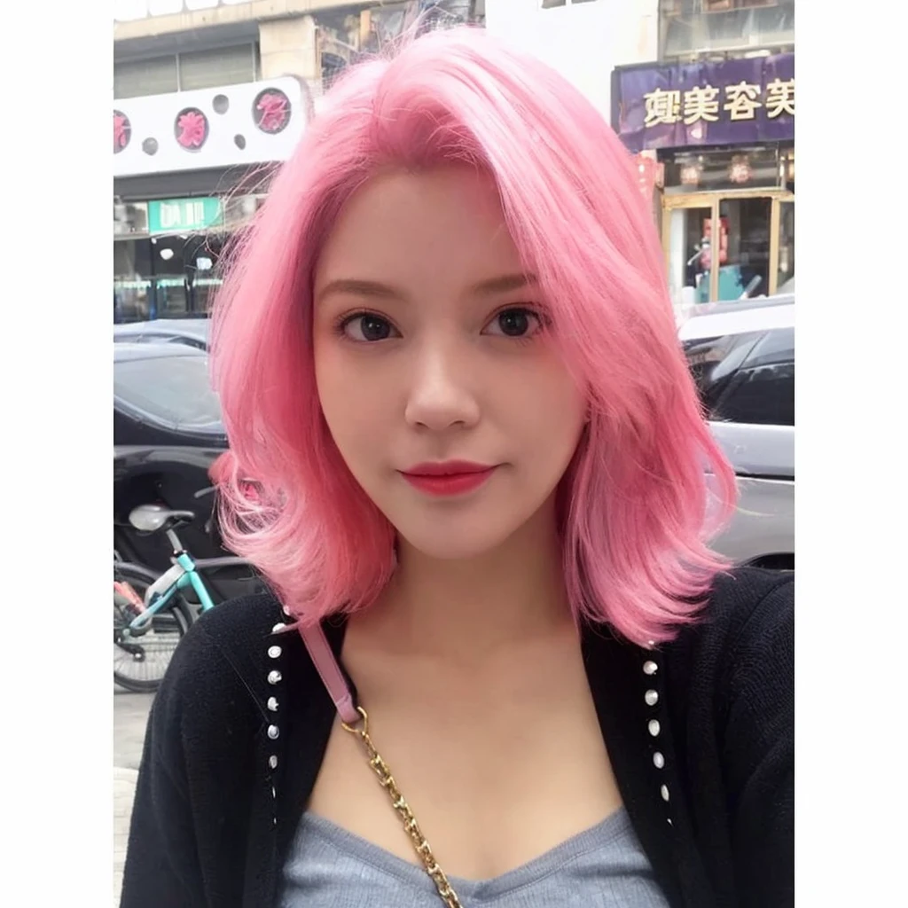 8K high quality,1 woman,Pink Hair:1.5