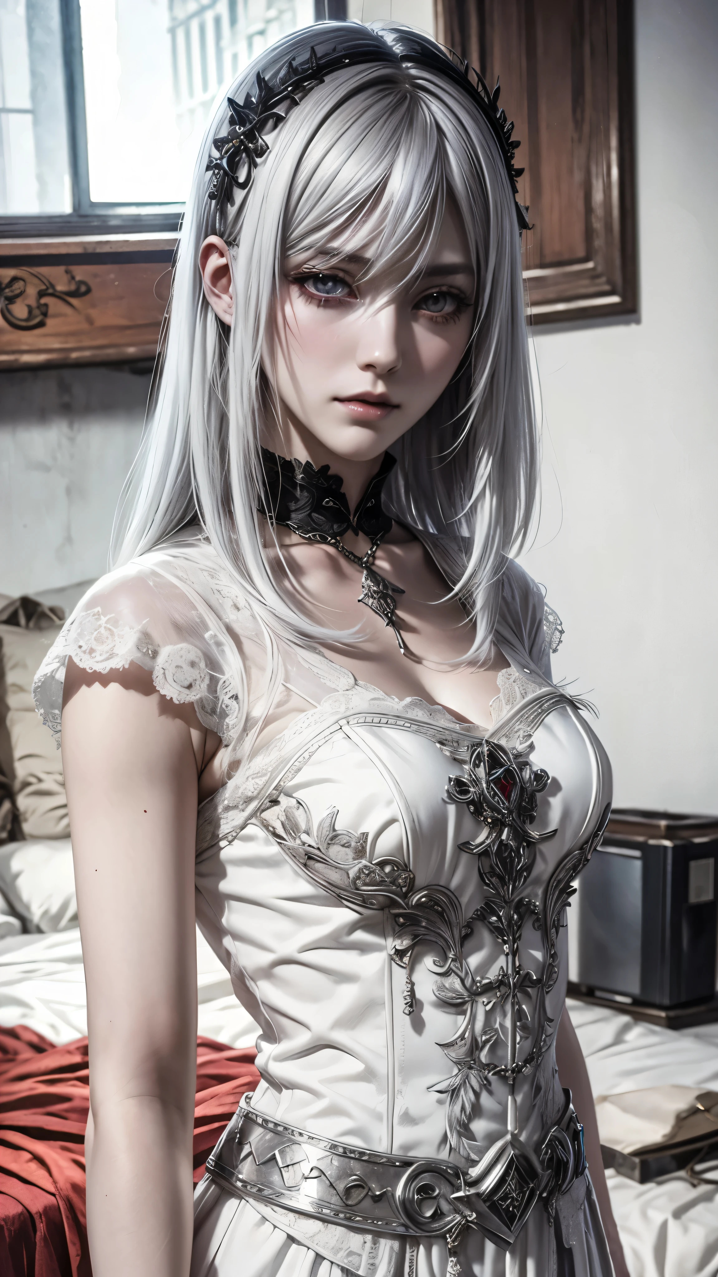 White hair, alchemist roupas (Dark Fantasy) (Fatal Frame)