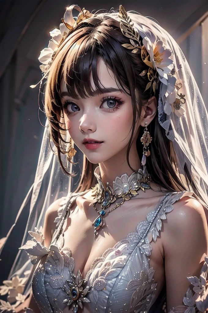 prompt: 8K resolution, Delicate features, , single, Unique pupils, smile, blonde, Princess Cut, Ribbon hair ornament, brooch, Shiny candy blue dress, Gold embroidery,Lolita Style, Gothic style, Facing the audience, Otaku Room, Female demon