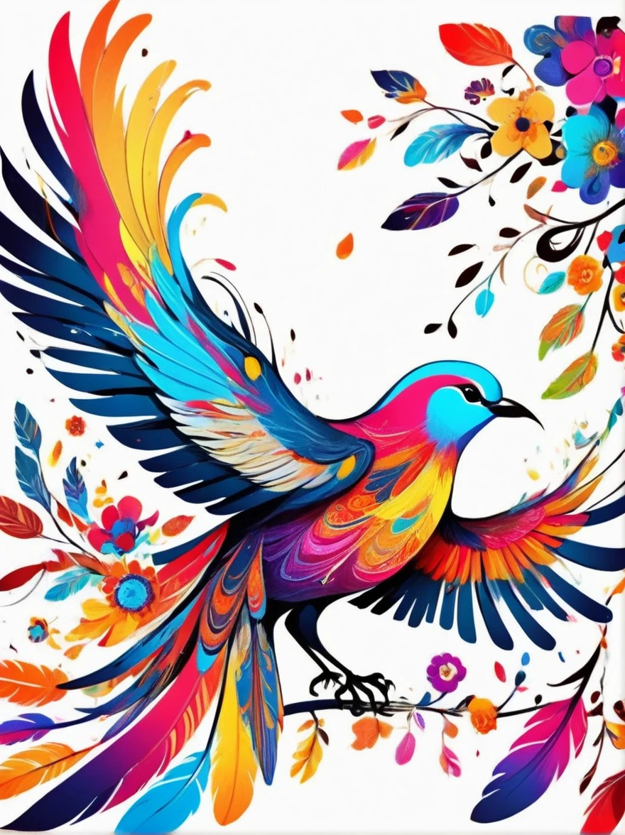 Abstract art illustrtion colorful, Bird and flower feathers, HD