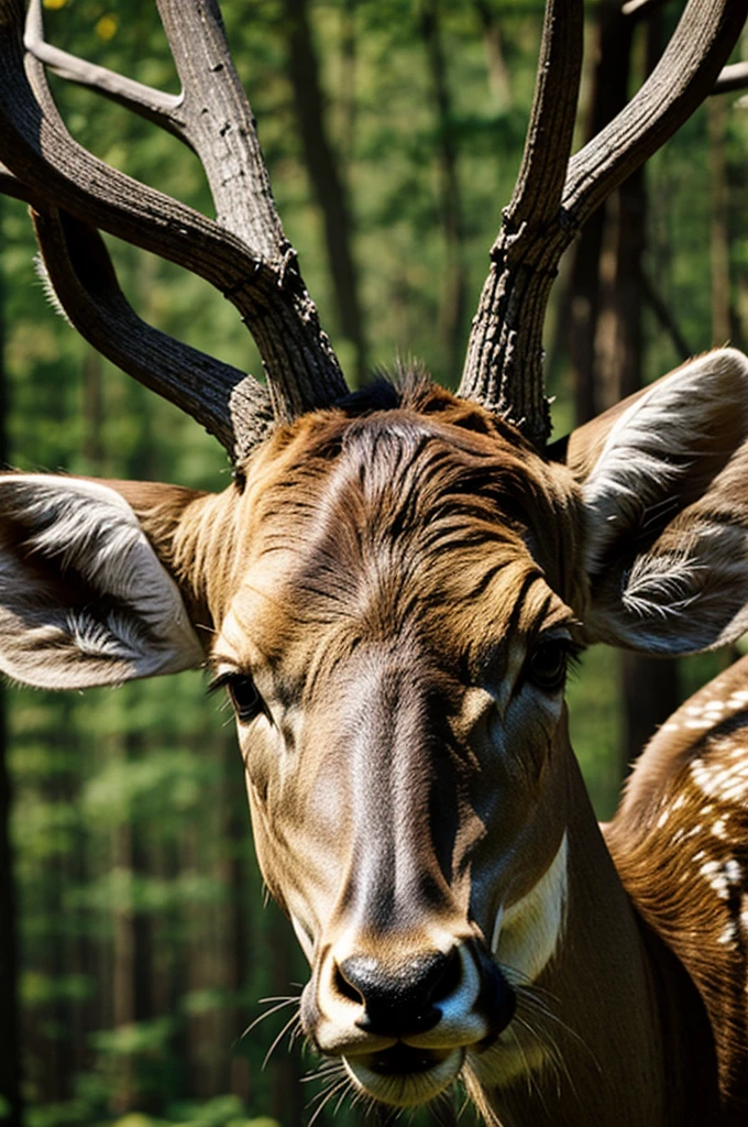 Deer head on bones