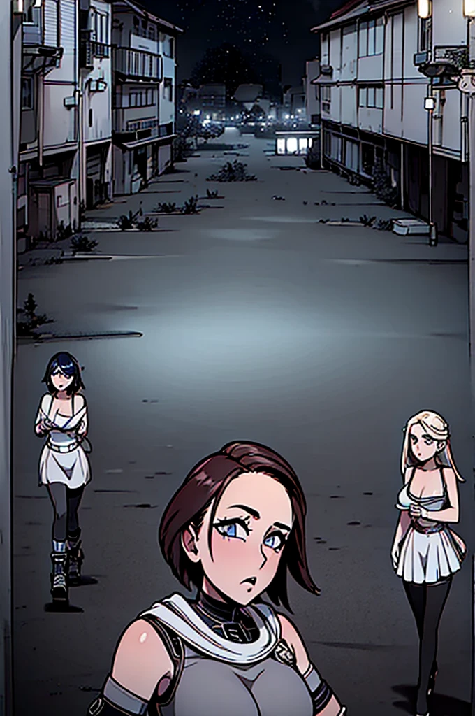 a beautiful 7 teenage girls, urban fashion, starry night on jupiter, hyper detailed, 8k, ultra realistic, cinematic lighting, volumetric fog, dramatic colors, moody atmosphere, intricate textures, photorealistic, award winning digital art
