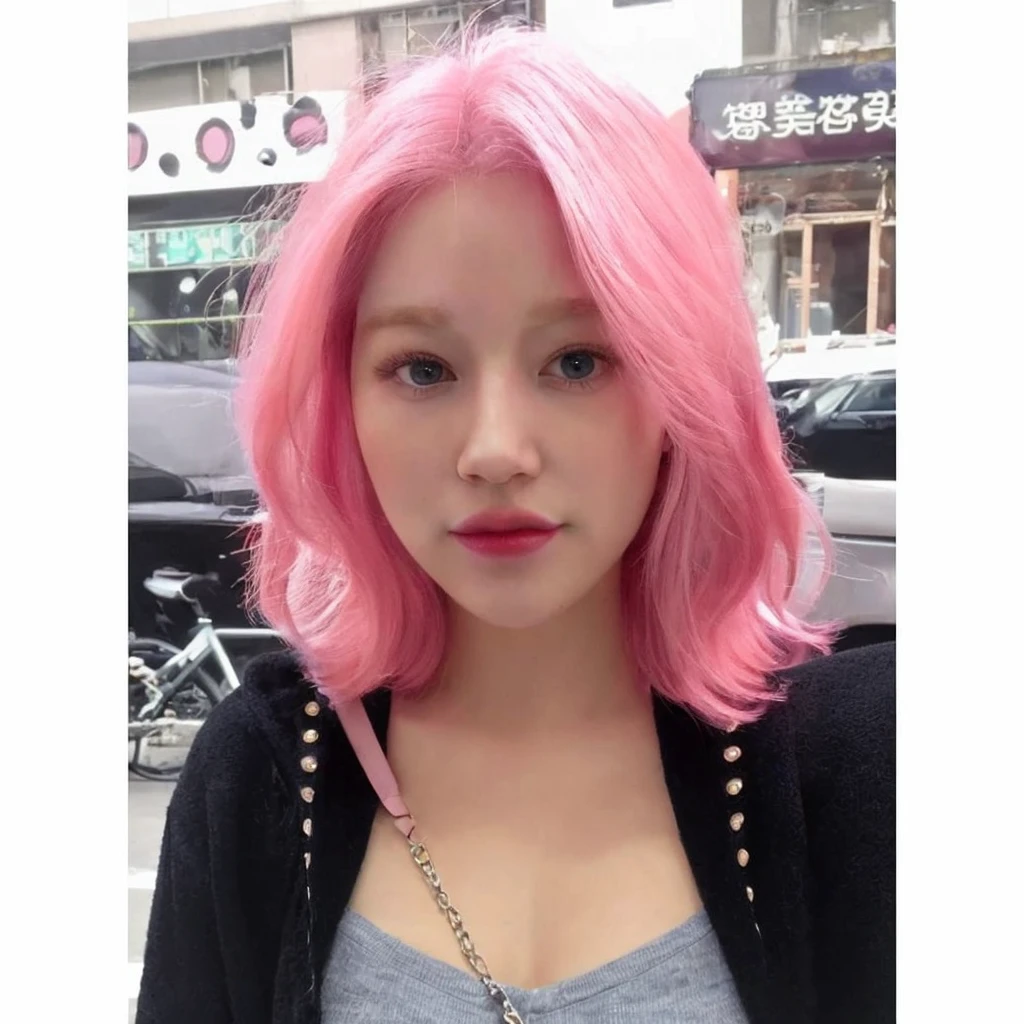 8K high quality,1 woman,Pink Hair:1.5