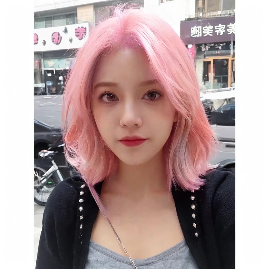 8K high quality,1 woman,Pink Hair:1.5