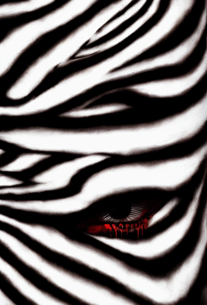 blood face, black stripes, misery, black side, abstract