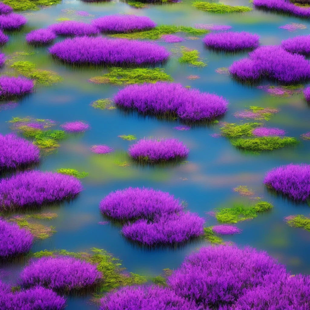 masterpiece, best quality, (Extremely detailed CG unity 8k wallpaper),Water Ripples,Fantastic scene,Surrounded by purple grass
