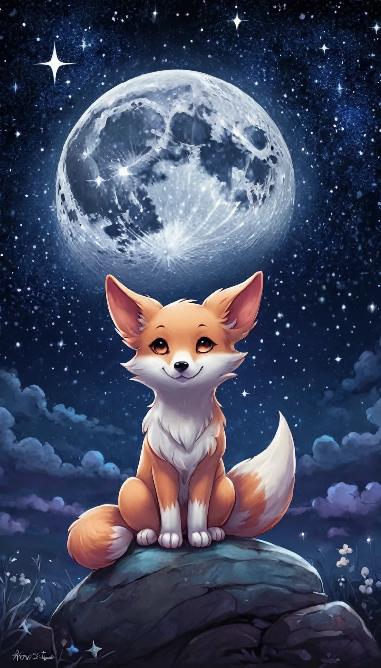 score_9, score_8_superior, score_7_superior, score_6_superior, score_5_superior, score_4_superior, (alone)Cute Fennekin creature Pokemon, Fox, mystery的な森, dream, mystery, unknown, Sleeping Under the Stars, moon, at night, dreamscape theme, Astral, Celestial, Line art,