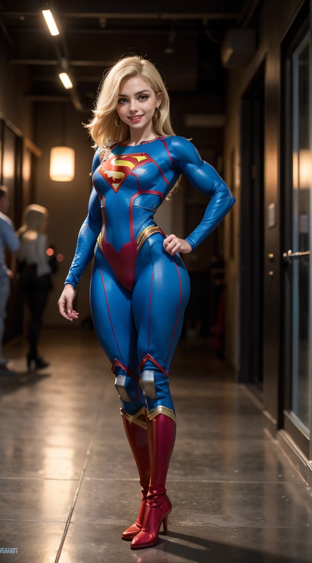 (Muscular:1.5), (thick thighs:1.4),
blonde female, supergirl, big smile,
earrings, lipstick, eyeshadow,
small breasts,
(full body suit, bodysuit:1.5),
looking at viewer, three quarter view, upper body view,
flying, in midair, rim lighting, two tone lighting, dim lighting, bokeh, detailed skin, detailed eyes