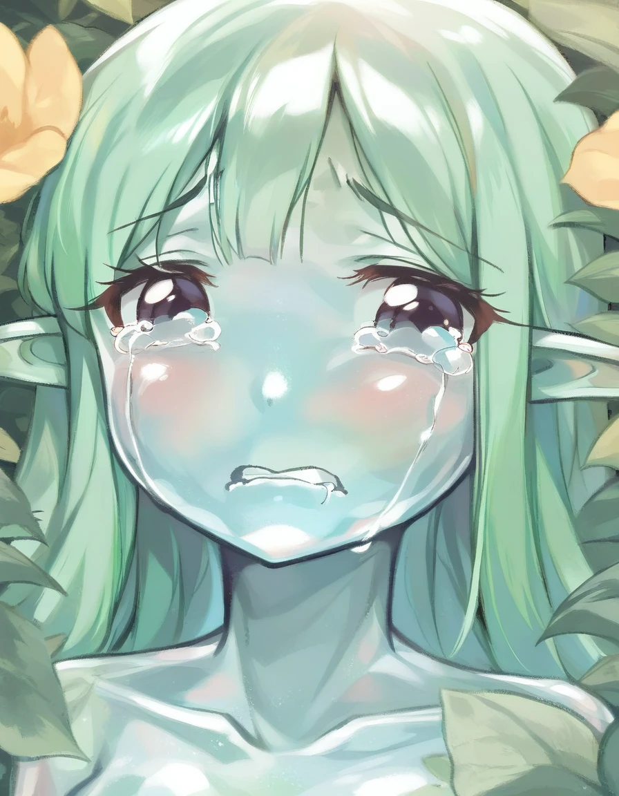 BREAK Perfect Anatomy、(High resolution:1.2)、Incredible illustrations、(Cute illustrations:1.2)、（Beautiful background） (a girl, elf 1.5meters, 40kg),,20-year-old,）(despair:2.0,tears:2.5)(((transparent skin:2.4)) Water Fairy