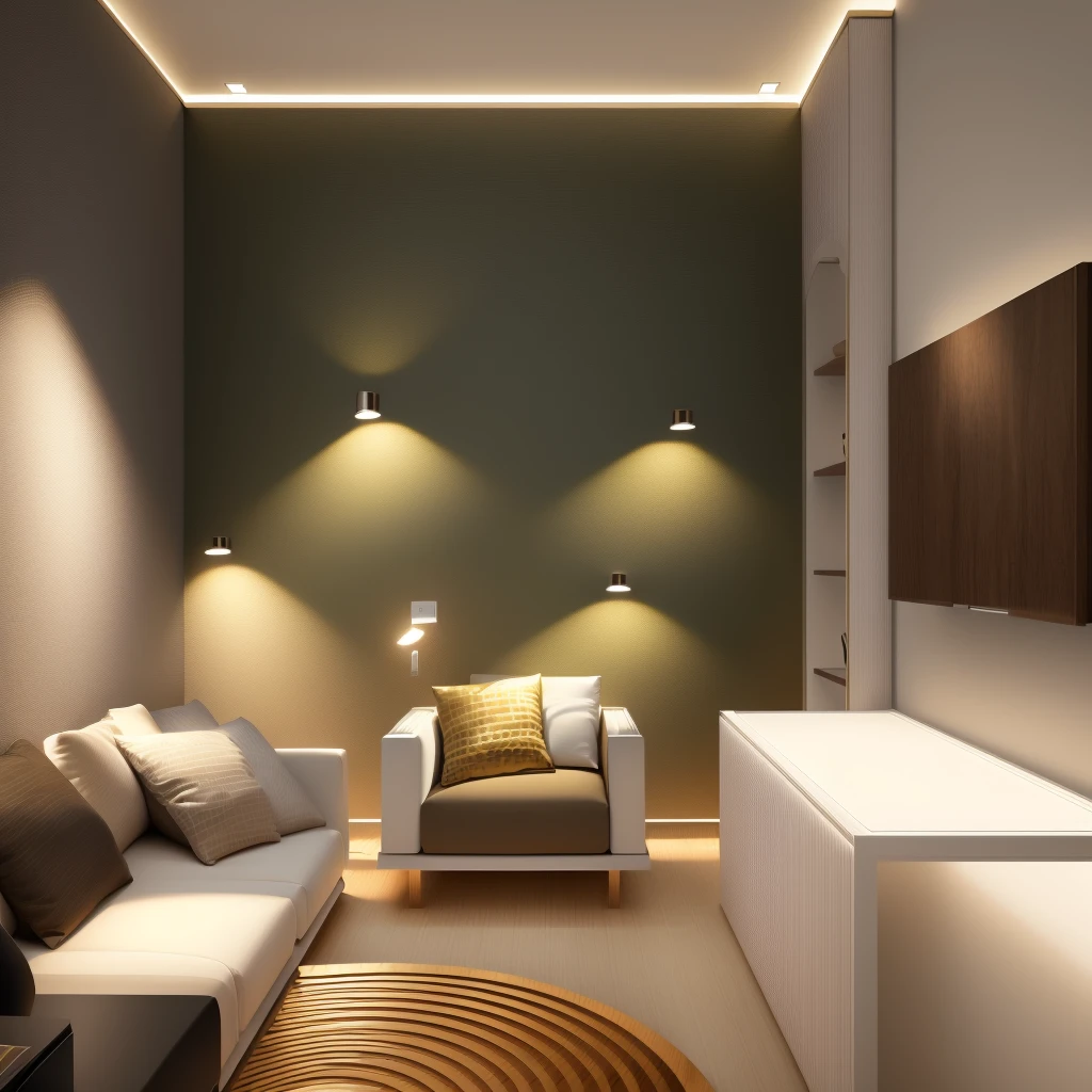 Design the living room interior space in [contemporary, luxurious style], use wood, white, ceiling lights, use indoor lighting, [decorate Add a tea table in front of the sofa, a table made of wood Modern, luxurious. Decorate the room with plants and decorate the walls with paintings]