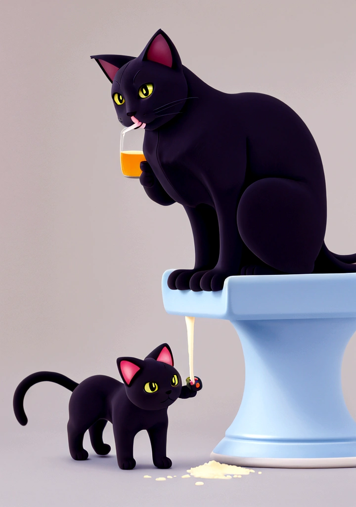 a cat, drinking milk