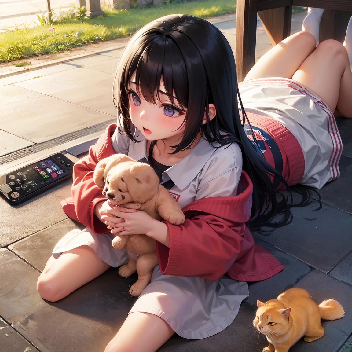 Lewdな女学生、((13 year old girl masturbating))、field、garden((NSfW Remote control vibrator is installed and played with))、Ecstasy face、Agony、Lewd、Exhibitionism、A young girl with a baby face、((Love juice overflows from the pussy))スカートを抑えAgonyしイク、Drunken eyes、Young children、Lower grades of elementary school