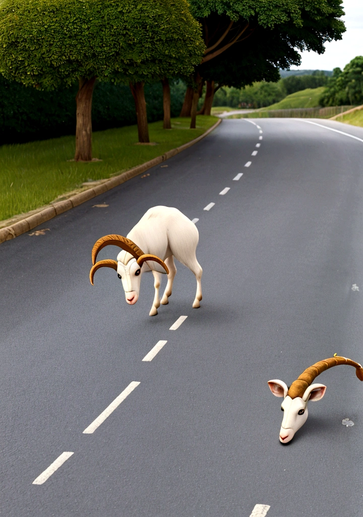 goat on road