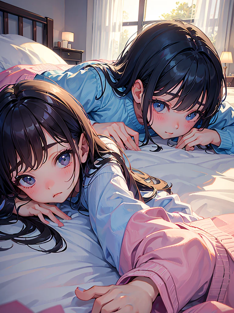 ((beautiful girl))、bed、Lying down、Backwards、((Push up your ass))、Big butt、Embarrassed face