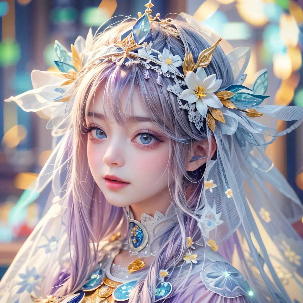 (Masterpiece TopQuality aesthetic Mystic:1.2), ExtremelyDetailed a KAWAII Bride (CloseUp from below:1.28) Radiant PearlSkin with Transparency (Acutance:0.8), (((Detailed NOGIZAKA FaceVariations))), Childish CaptivatingGaze ElaboratePupils with (SparklingHighlights:1.28), DoubleEyelids with (Voluminous LongEyelashes:0.88), Small GlossyRedLips with BeautifulDetails, PUNIPUNI RosyCheeks, Glowing DowneyHair . { (Dynamic Joyful expressions LifeLike Rendering:1.4) | (:d) } BREAK Background is Filled with Dazzling Blurred StainedGlass (BokeH:1.4) ExtremelyDetailed Elaborate Stained Glass Art, Colored Glass, Lead Line, Light transmission Bright colors, intricate designs, luminous effect, Spiritual atmosphere