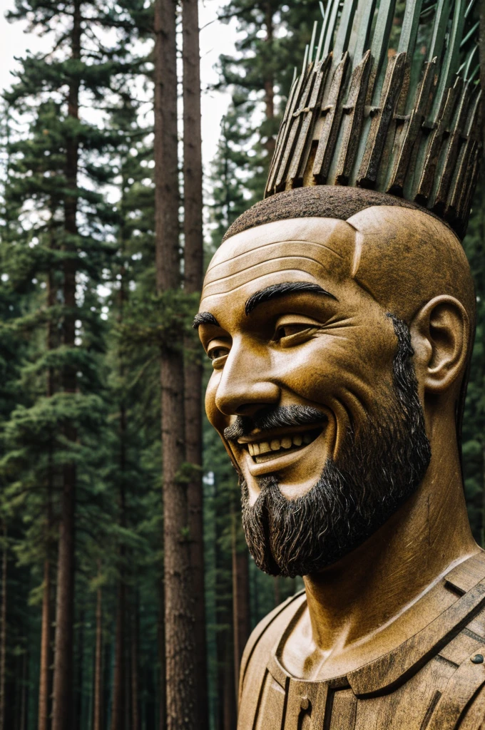 The  was smiling and his head was a pine ball.