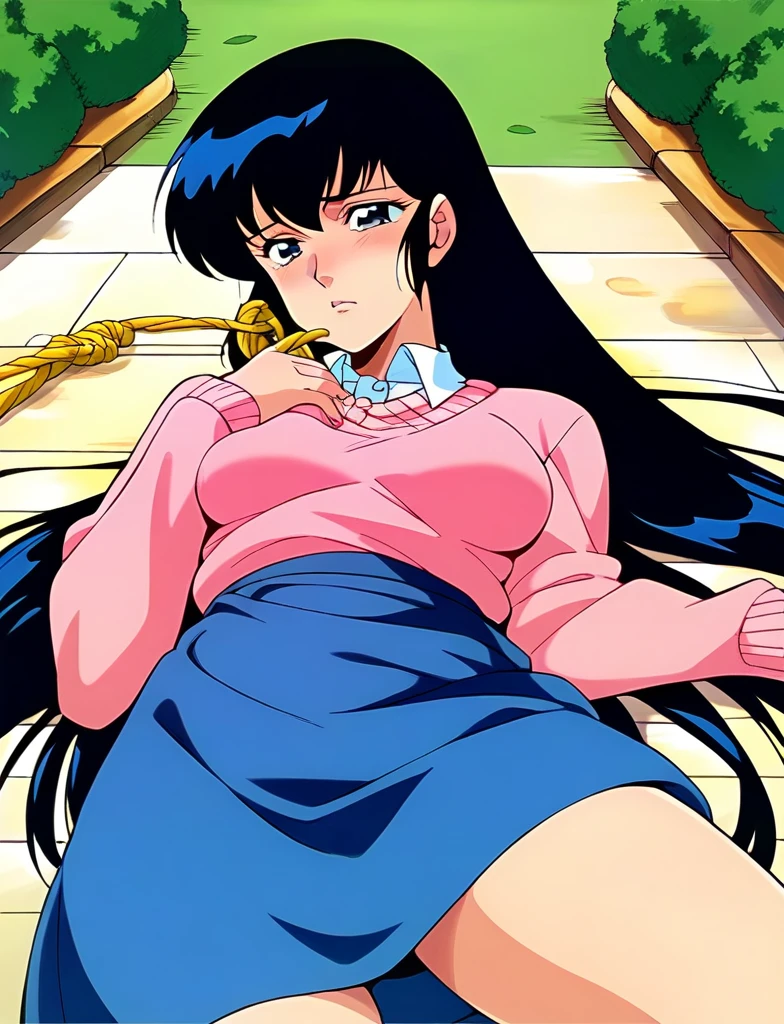 Kyoko,score_9,score_8_superior,score_7_superior,sauce_anime,One girl,alone,View your viewers,in the forest,soaked,Rain,Pearl Necklace,black mourning clothes,length_skirt,black skirt,skirtを捲る、Spread your legs_Dew panties,Sad face,:d,arms_behind_return,