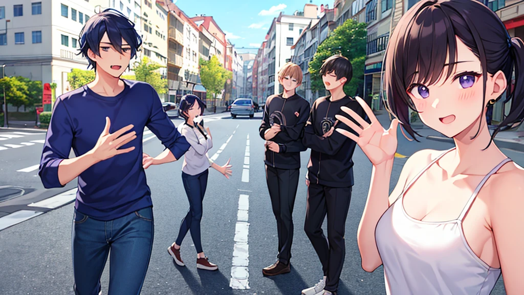 Adonis、youth、Men、Face、Embarrassing、Teasing the face、I am、on the street