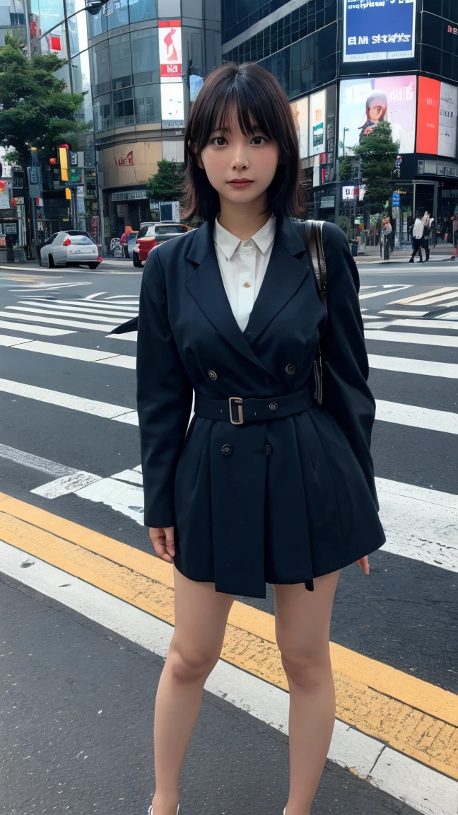 Please set the background to Shibuya Scramble Crossing.。