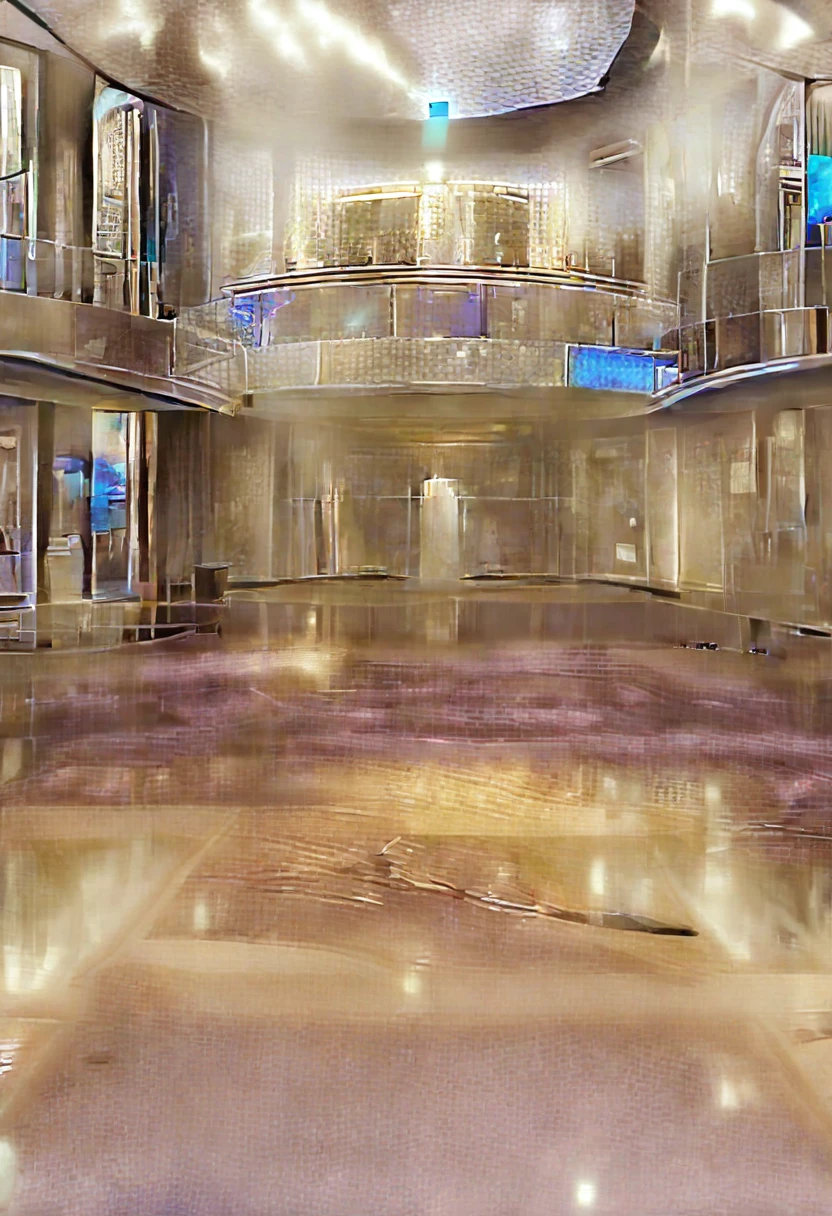there is a large indoor pool with a waterfall in the middle, a pool inside the giant palace, luxurious furnishings, Wellness pool, Glass floor, in a luxurious swimming pool, Dreampool Rooms, Crystal clean room, in a futuristic palace in the desert, Brightly lit blue room, futuristic setting, Cinematic Full Frame, indoor pool, Особняк Vaporwave, Luxury HD Rendering, Futuristic Hall