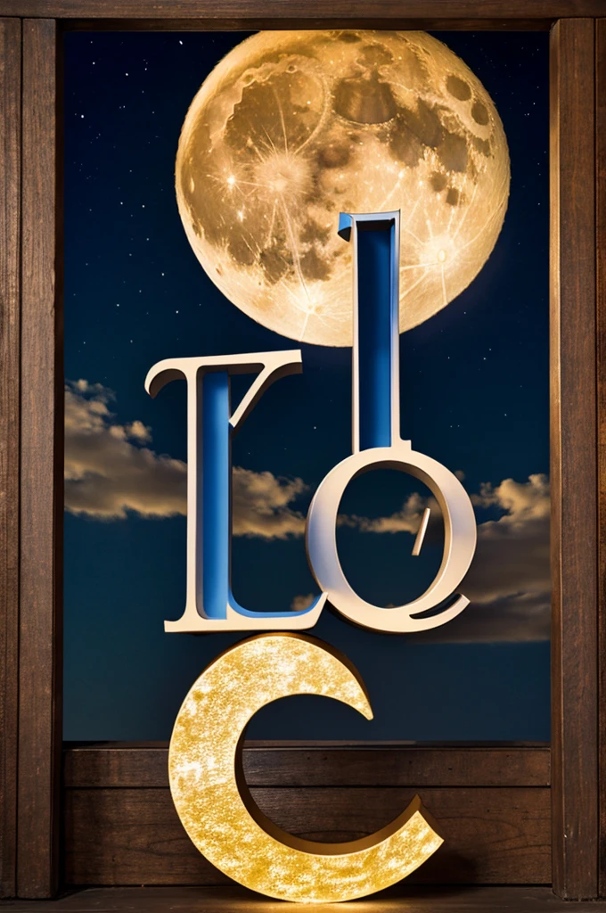 Full moon with letter J and A