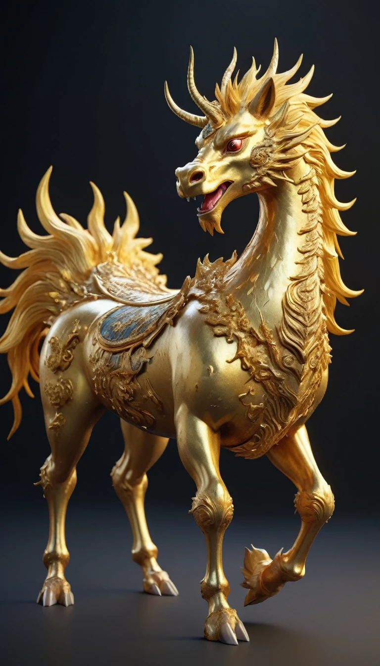 Golden Kirin, 8K resolution, Facing forward