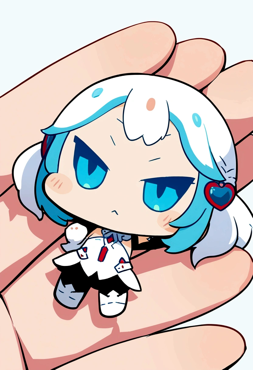 cat、Anime-like red and blue motif。Chibi Character