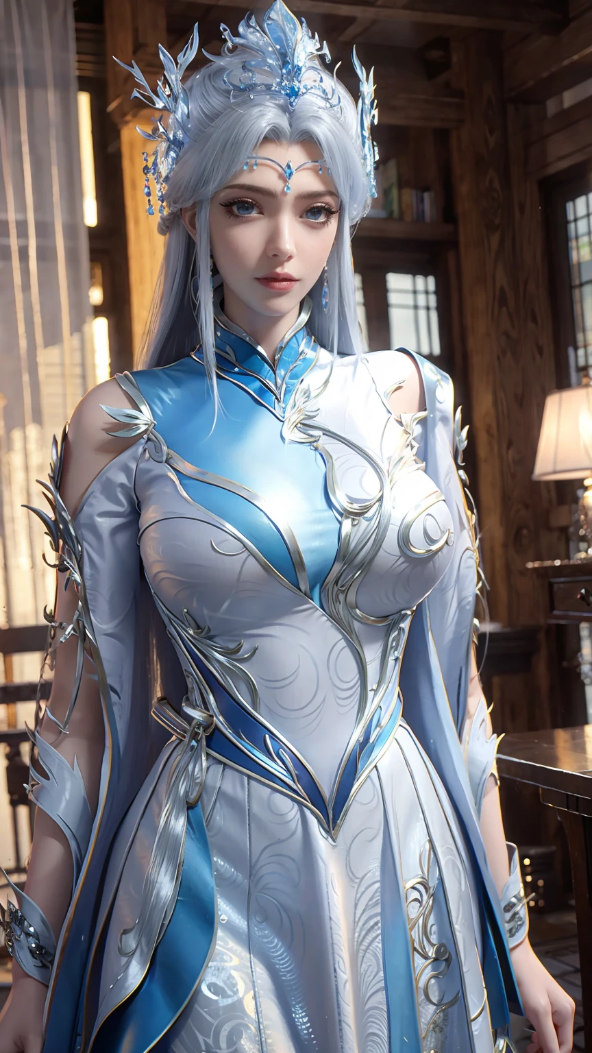 masterpiece,Best image quality,HD 8K Wallpaper,Nice photos,elegant single woman,circle skirt,Shining eyes,Every detail is perfect,A masterpiece of exquisite beauty,The beauty of purity and lightness,gentle and elegant,Attention to detail,Lace round skirt,immortal,huge,Full body capture,Wet all over,Water Magic,Wet,(Silver long hair),(Blue Eyes),Gauze on body