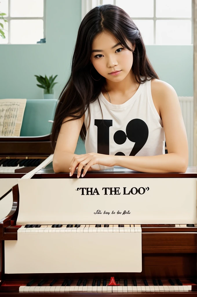 Write an image with a piano and a guitar.Write 'Choo Lo' in big and bold letters