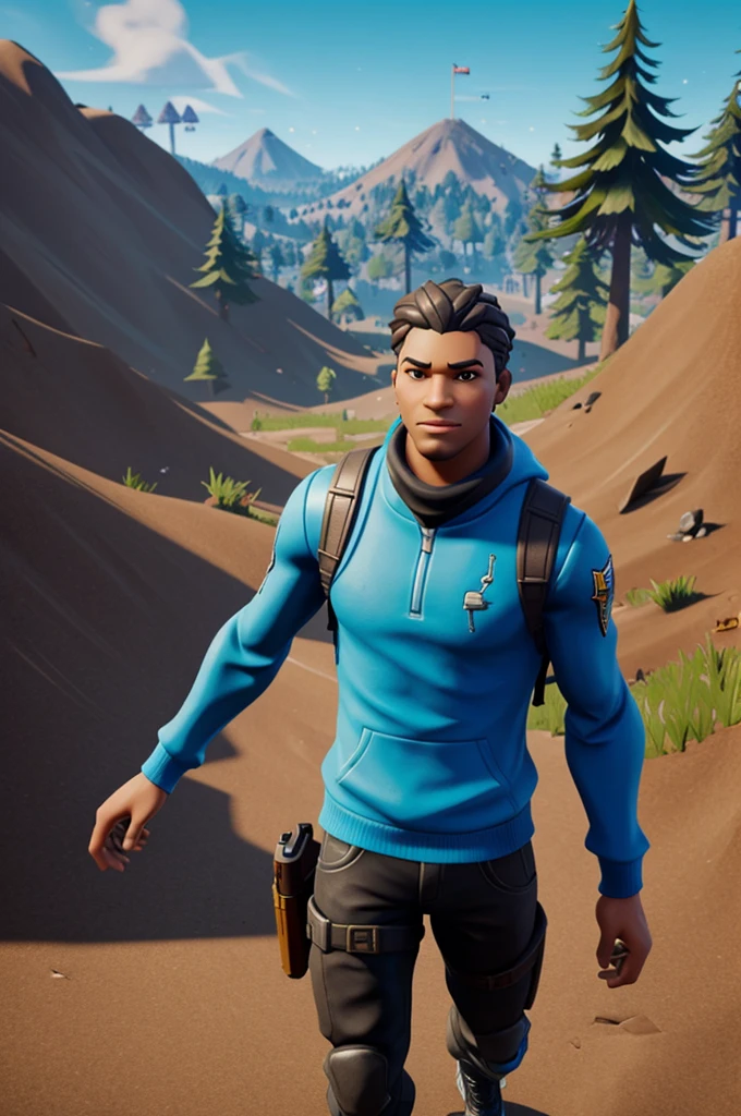 Derives character from the fortnite game, In color blue