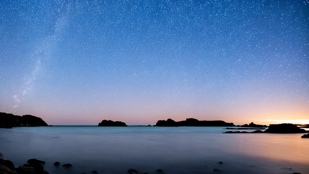 Starry Sky、Ocean、shooting star、darkness、Good sleep、Relaxing views