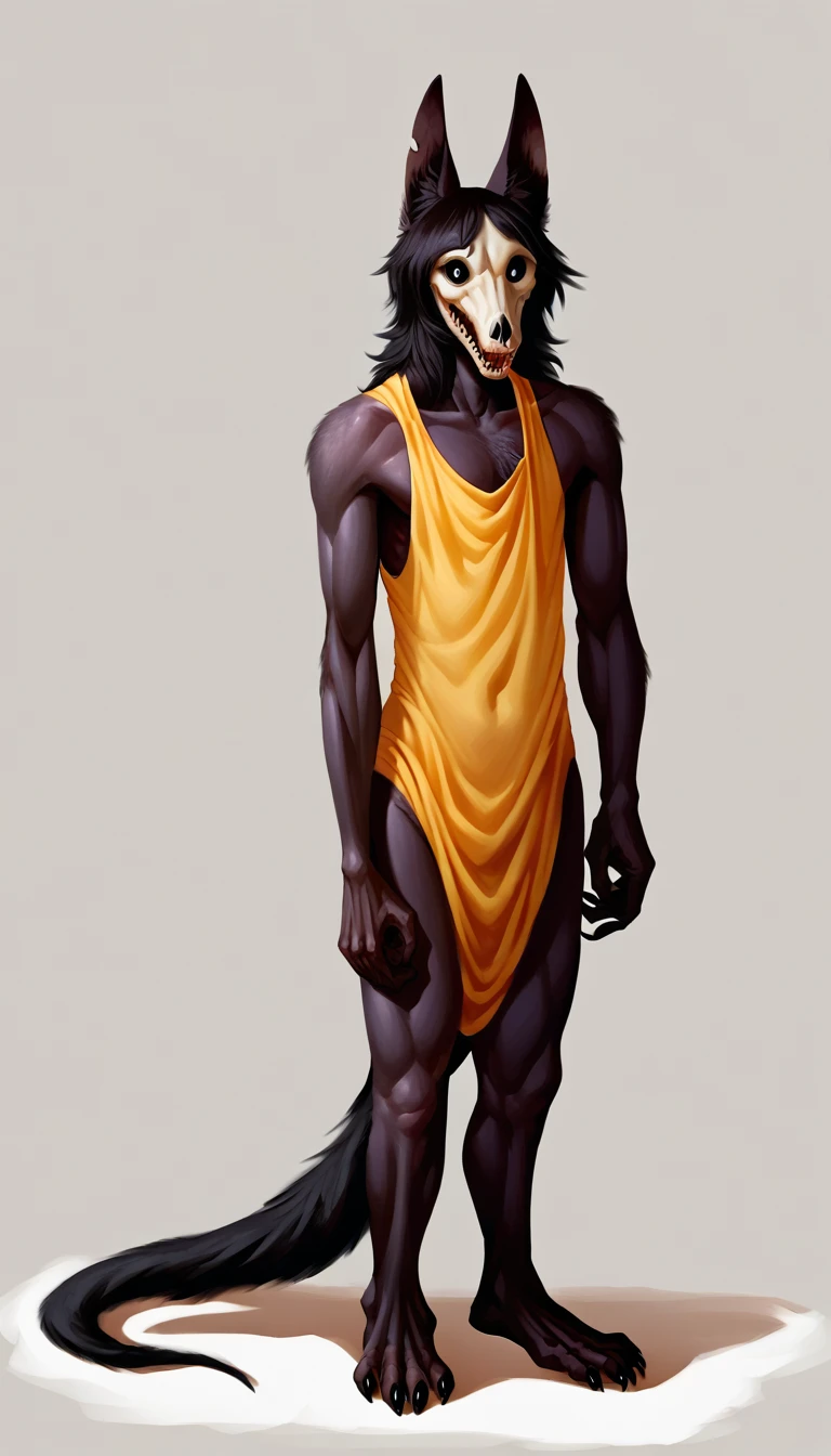 HD NSFW, furry art, male anthropomorphic, canine, jackal, naked anubis with a big full belly, black hair with dreadlocks, black fur, black nipples, realistic sleek body frame, plantigrade humanoid feet with four clawed toes, black uncut penis with black foreskin, black glans, black claw nails, with a very serious stern scowl menacing look, full body picture